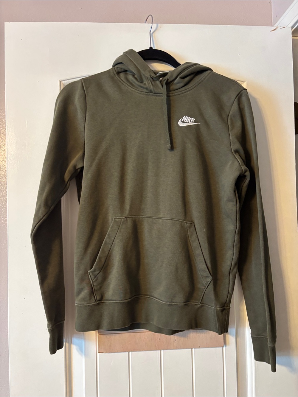 Nike Olive Green Hoodie with White Swoosh
